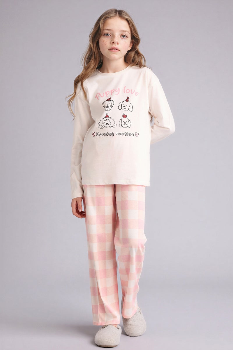 ديفاكتو طقم بيجاما بناتي قصة عادية - قطعتين - Image 2